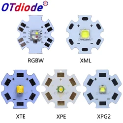 콜드 웜 화이트 RGB 고출력 LED 칩, 20mm PCB, 3W, 5W, 10W, 3535 5050-L2, XML RGBW, XPE, XPG, XTE, 10 개