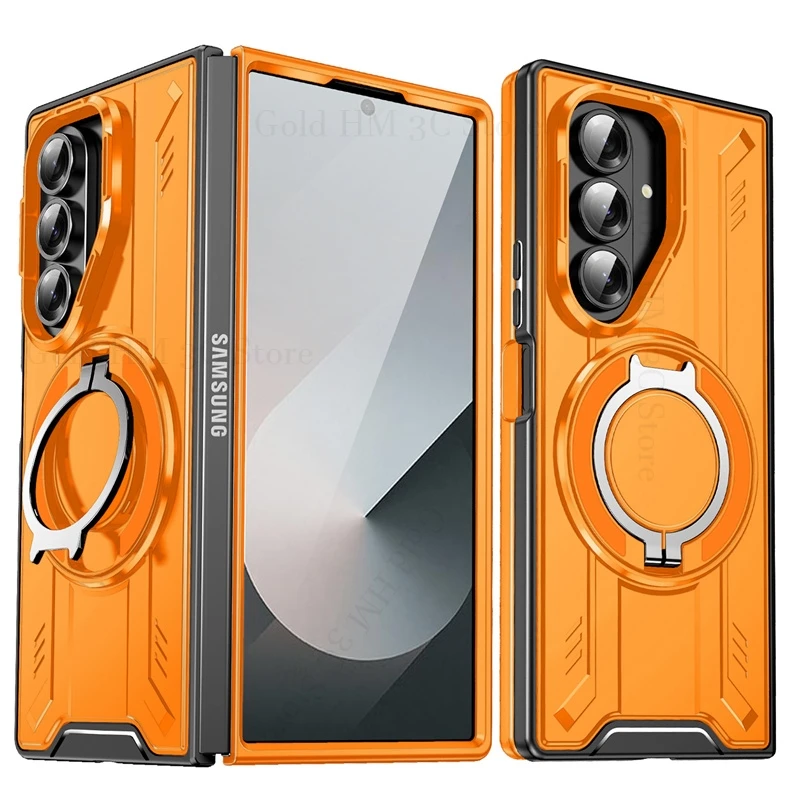 

Military Grade Hybrid Phone Armor Case For Samsung Galaxy Z Fold7 5G Magnetic Ring Stand Phone Holder Cover For Samsung Z Fold 7