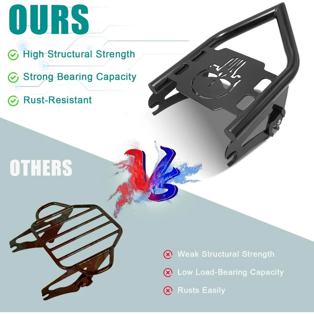 رف أمتعة للدراجات النارية قابل للفصل للتجول 2009-2025، هيكل فولاذي عالي التحمل