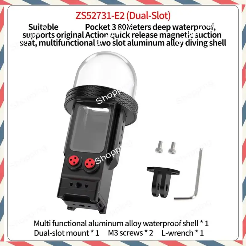 

M20K For DJI Osmo Pocket 3 Waterproof Case 80M Aluminum Quick Release Mount Camera Protective Housing Underwater Diving