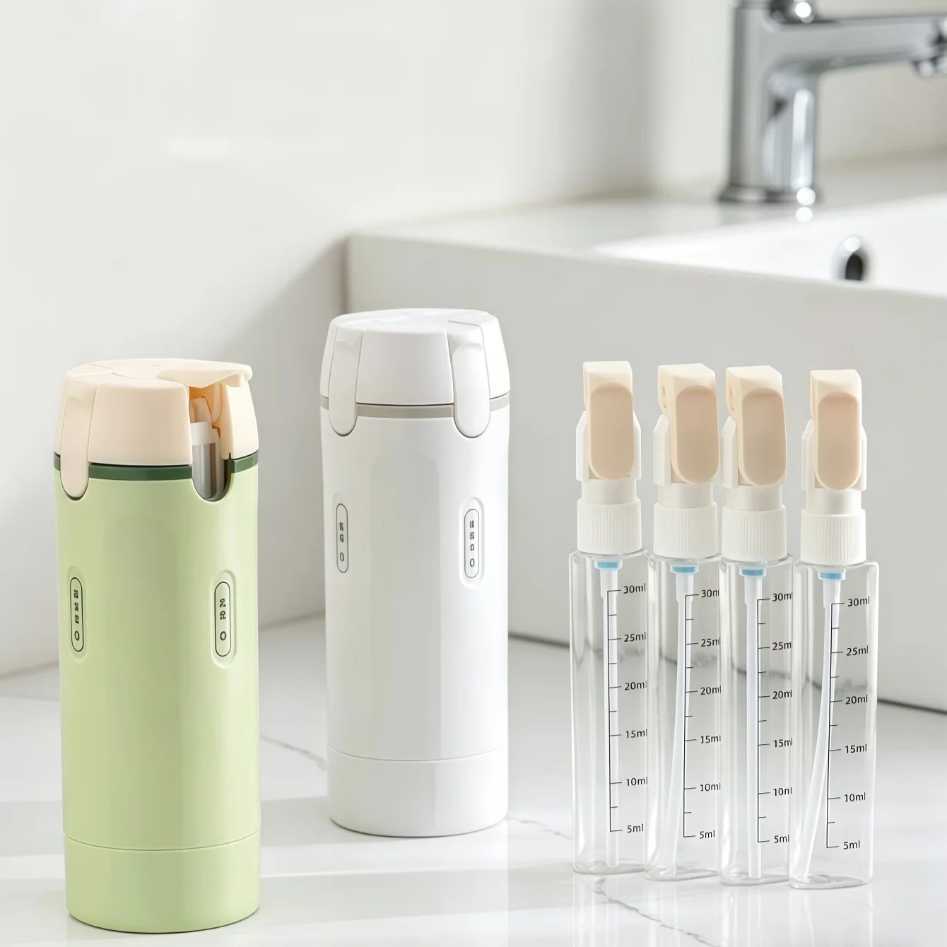 4 in 1 Travel Dispenser Bottle Leakproof Refillable Travel Bottles for Toiletries Portable Travel Size Containers view 2