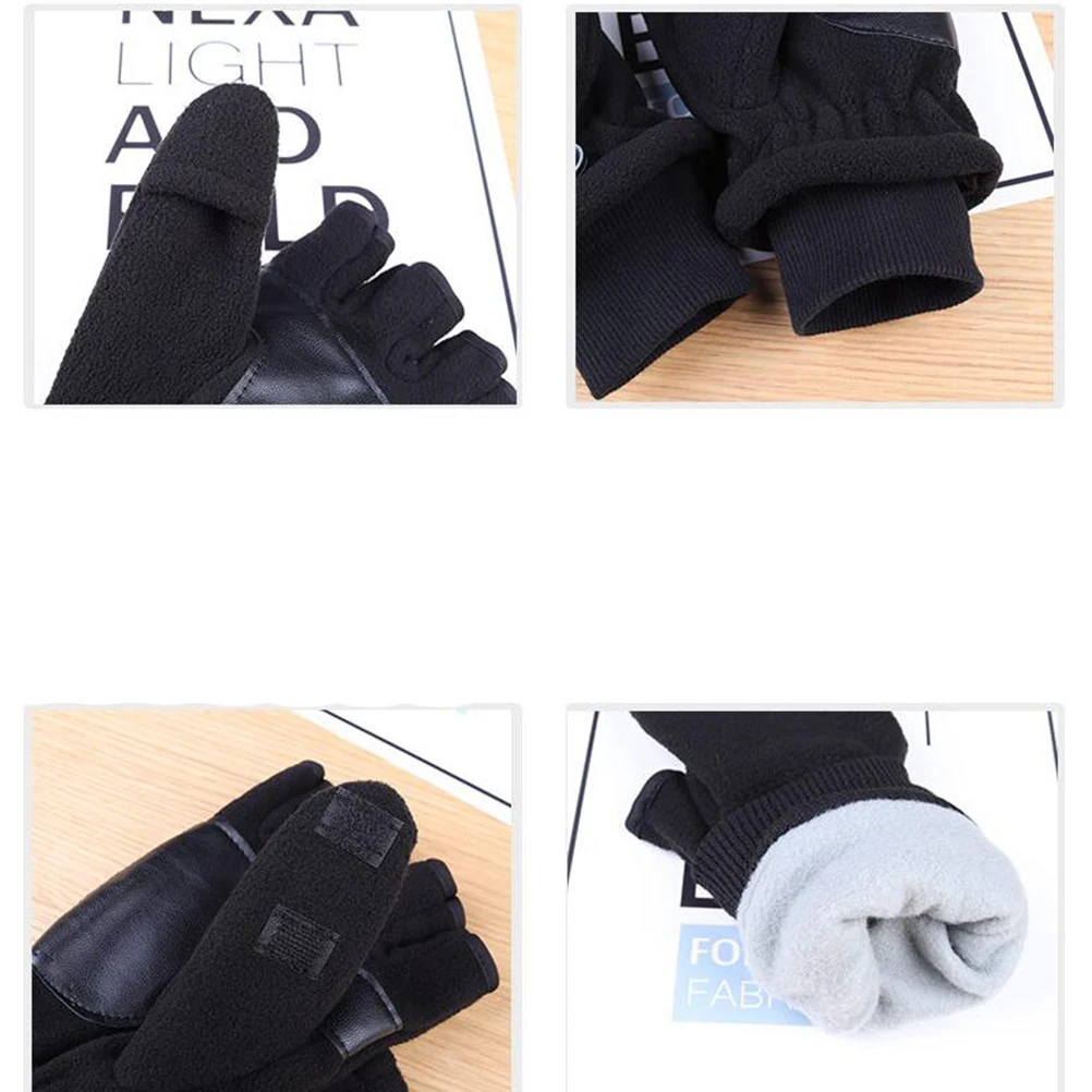 

Thickened Windproof Half Finger Touch Screen Keep Warm Winter Outdoor Riding Driving Gloves For Men Women Black Adult Double