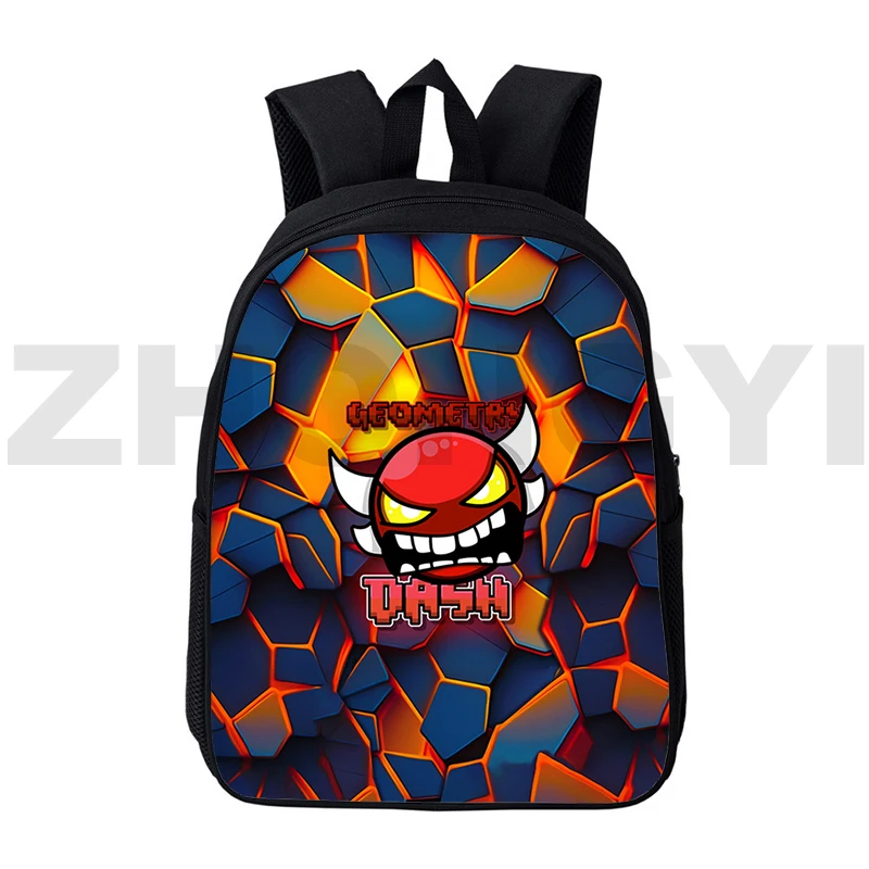 Mochila Zangada Geometry Dash para crianças, Sacos escolares dos desenhos animados, Bookbag primário para adolescentes, Mochila de viagem portátil impermeável, Novo