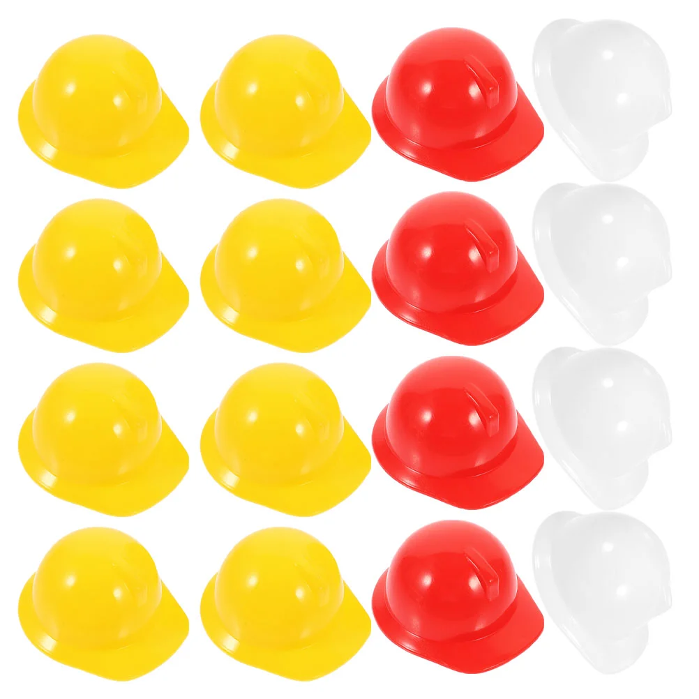 30 Pcs Mini Cap Hard Hat Chicken Pet Bird Cake Plastic Helmets Miniature Construction Safety