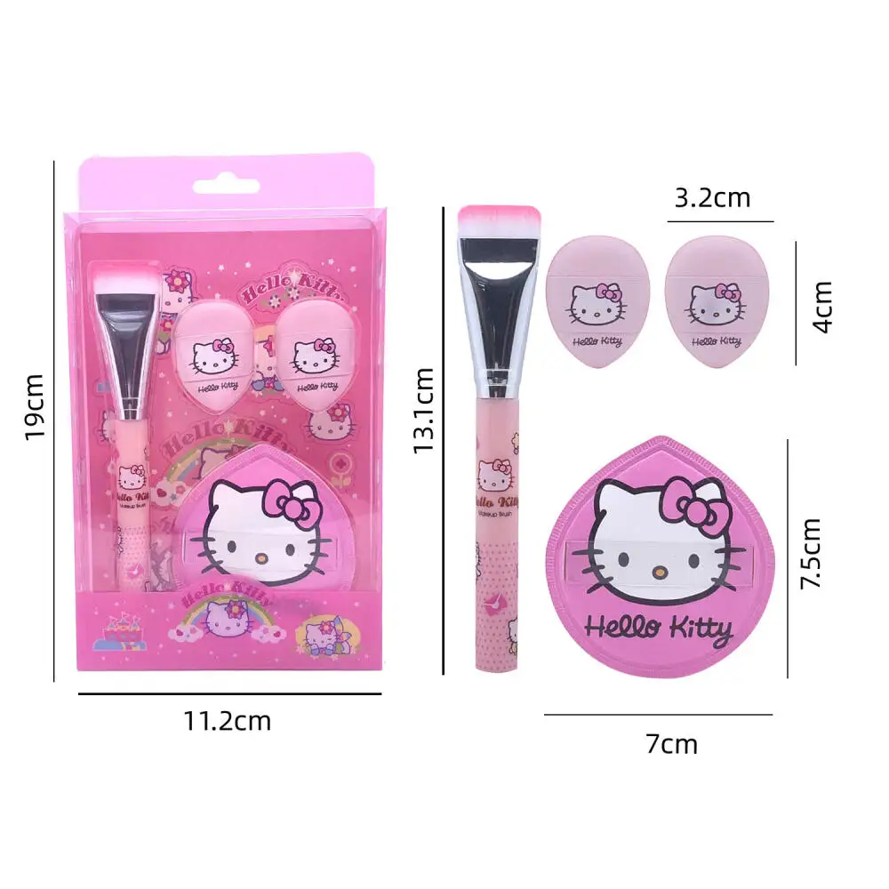 مجموعة فرشاة كريم الأساس من سانريو هالو كيتي، إسفنجة محمولة من كارتون كيتي، وسادة هوائية منتفخة، مستلزمات تجميل البيض