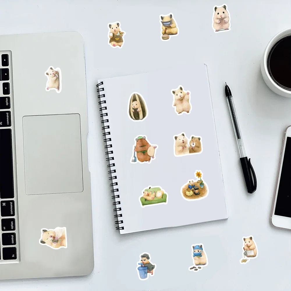 

10/30/50/100PCS Cartoon Hamster Stickers Cute Pet Kawaii Graffiti Decals Kids Toy for Water Cup Desktop Decorative Notebook