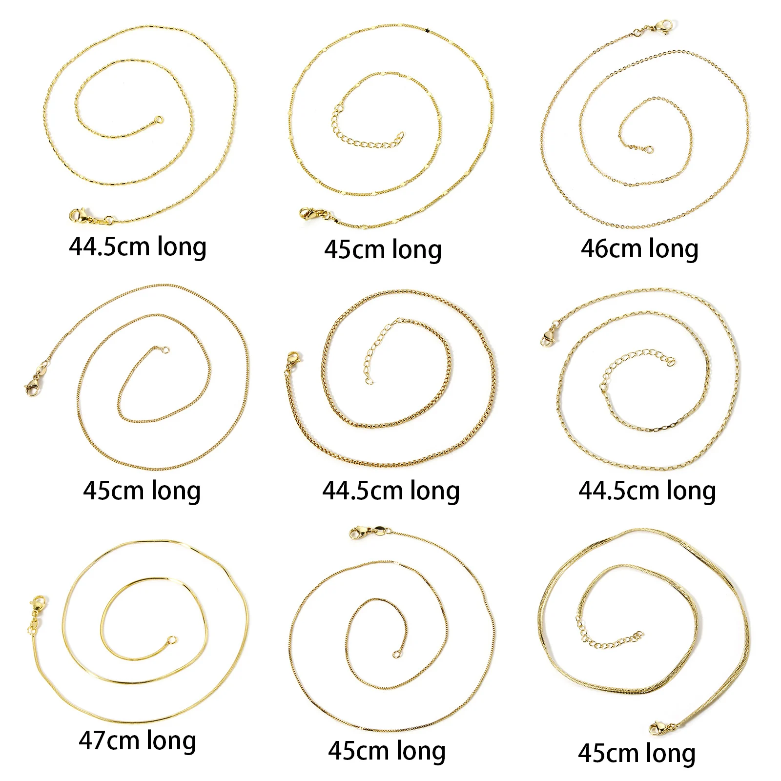 1 Piece Brass 18K Gold Plated Link Chain Necklace Snake Bamboo Bead Chain For Women Men Choker Necklaces Jewelry 44.5-46cm Long