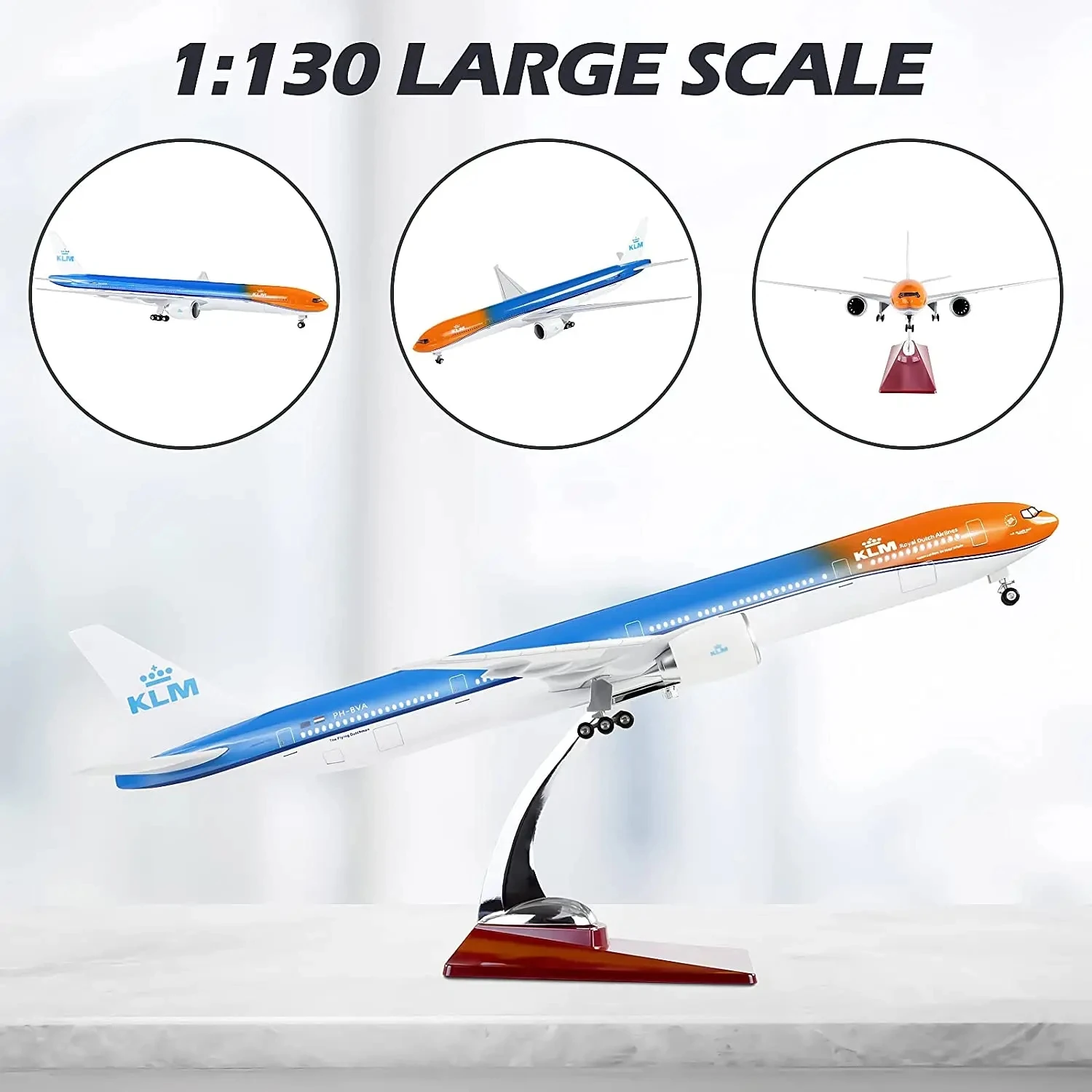 1:130 Scale Large Model Airplane Holland KLM Boeing 777 Plane Models Diecast Airplanes With LED Light For Decorations Or Gifts