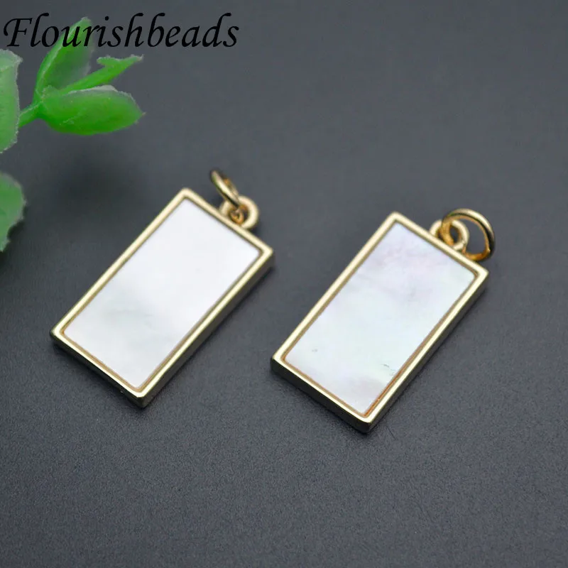 

Color Remain 18k Gold Color Shell Square Geometric Shape Pendant Jewelry Findings DIY Accessories