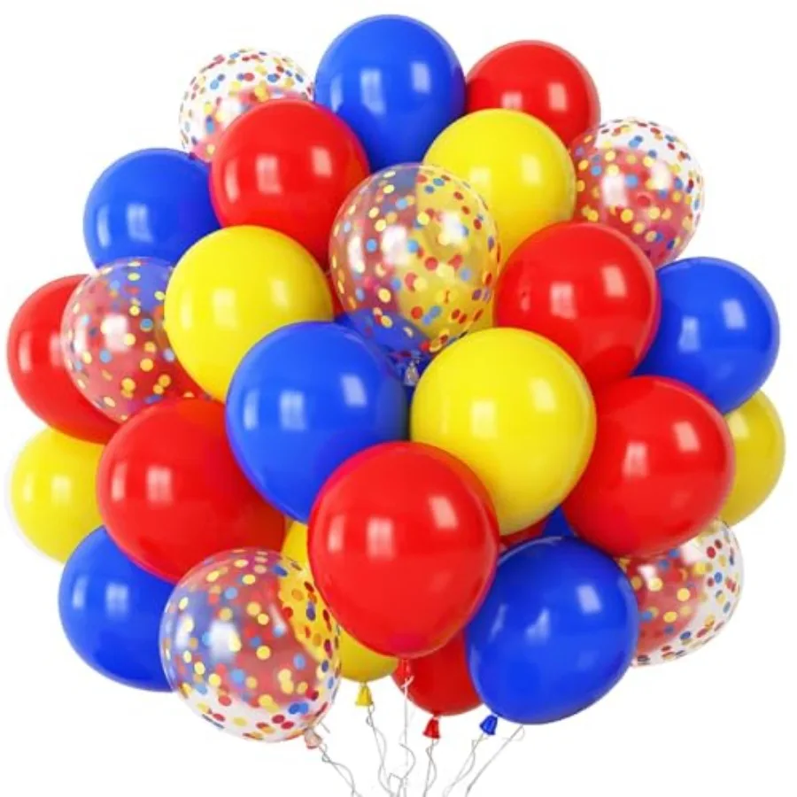 

Balloons, Primary Color Helium Balloons with Confetti Latex Balloons Carnival Circus Birthday Party Balloons for Boys Baby Show