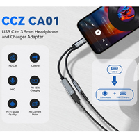 CCZ CA01 USBC Splitter 1 in 2 Out USB C DAC to 3.5mm Headphone Dongle Audio Cable with PD 15W Charging for iPhone 16/15 Samsung
