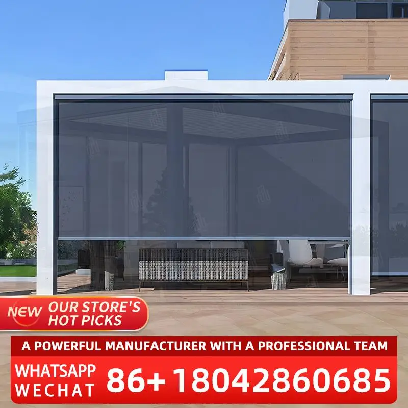 

Patio Balcony Metal Gazebo with Sun Shading Shutter Roof for Chinese Outdoor Spaces pergola