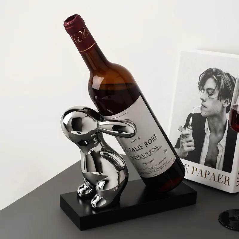 Creative Rabbit Wine Rack Ceramic Home Decor Light Luxury Living Room Ornament Gift Cabinet Decoration Furnishing Wholesale
