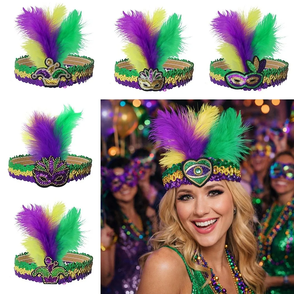 Colorful Feather Headpiece Brazilian Carnival Decorative Feather Headdress Stage Performance Feather Headband