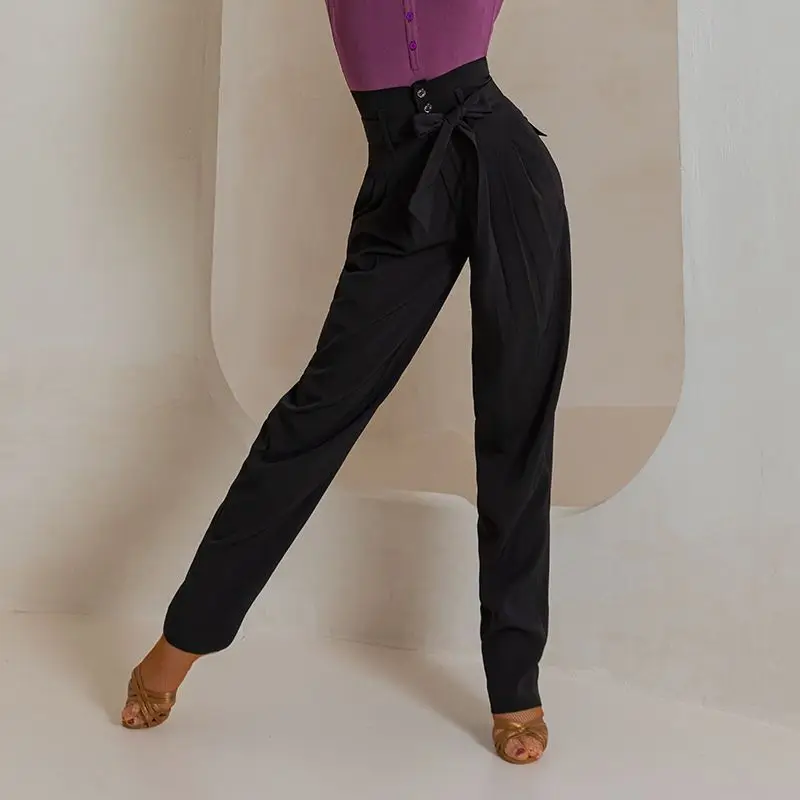 

Профессиональный тренировочный костюм для латинских танцев, брюки, новые женские брюки, бинты с высокой талией, костюм для танго для взрослых