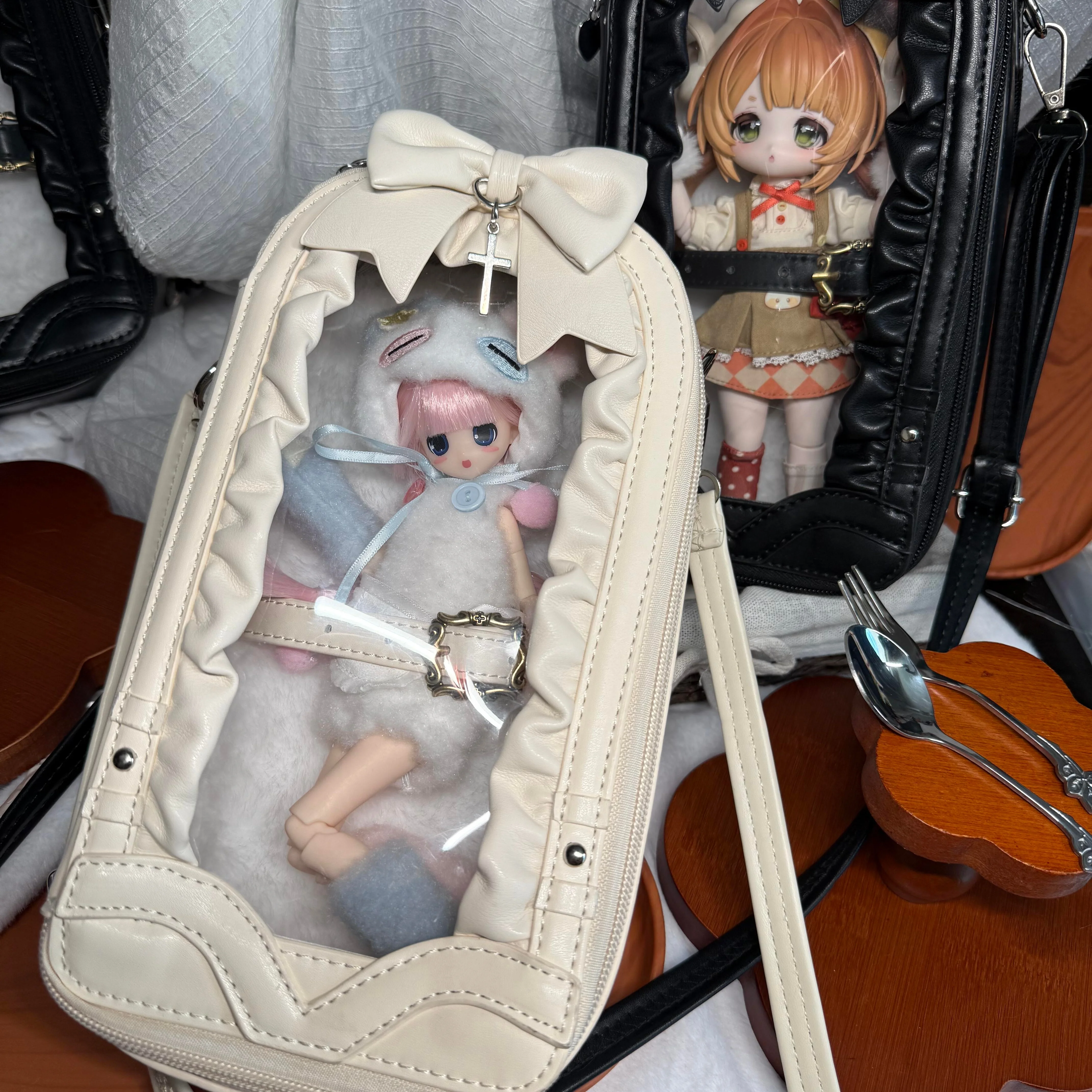 For Ob11 Ob24 Blythe Bjd Doll Mjd Action Figure 1/6&1/12 Bjd Vertical Doll Carry Bag Mini Shoulder Crossbody Outdoor Bag Gift