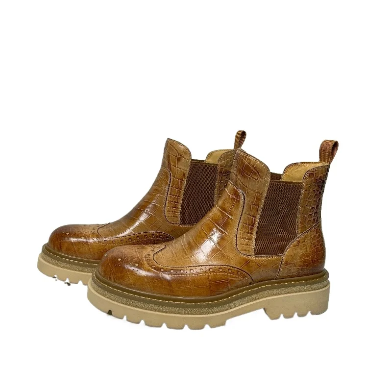 

European Fashion Casual Chelsea Boots Men's Shoes Trendy Genuine Leather Thick Sole Business Office Formal Motorcycle Boots