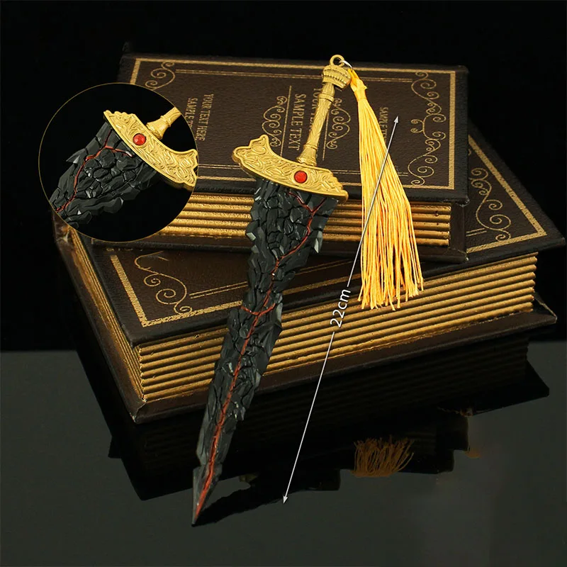 Игрушечный нож с черным лезвием элдженн маликэ, металлическая модель с орнаментом, периферийное приспособление для игр, коллекция подарков для мальчиков, 22 см