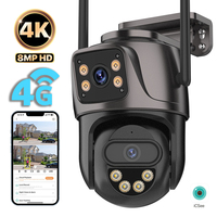 Dual Lens 4G SIM Camera 8MP 4K HD Surveillance Cameras Wireless Outdoor AI Tracking Night Vision CCTV WIFI PTZ Camara ICSEE
