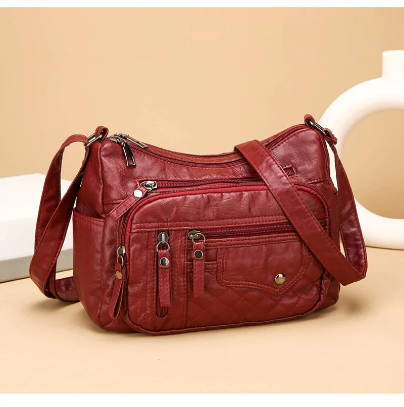 Borsa a tracolla impermeabile in morbida pelle PU borsa a tracolla Casual retrò da donna tasche Multiple borse classiche di grande capacità per