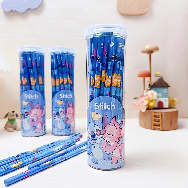 30PCS/SET Disney Stitch pencil, merchandise stationery，Pencils  for Writing ， Drawing Neutral Wood Pencils，reward, bucket-packed