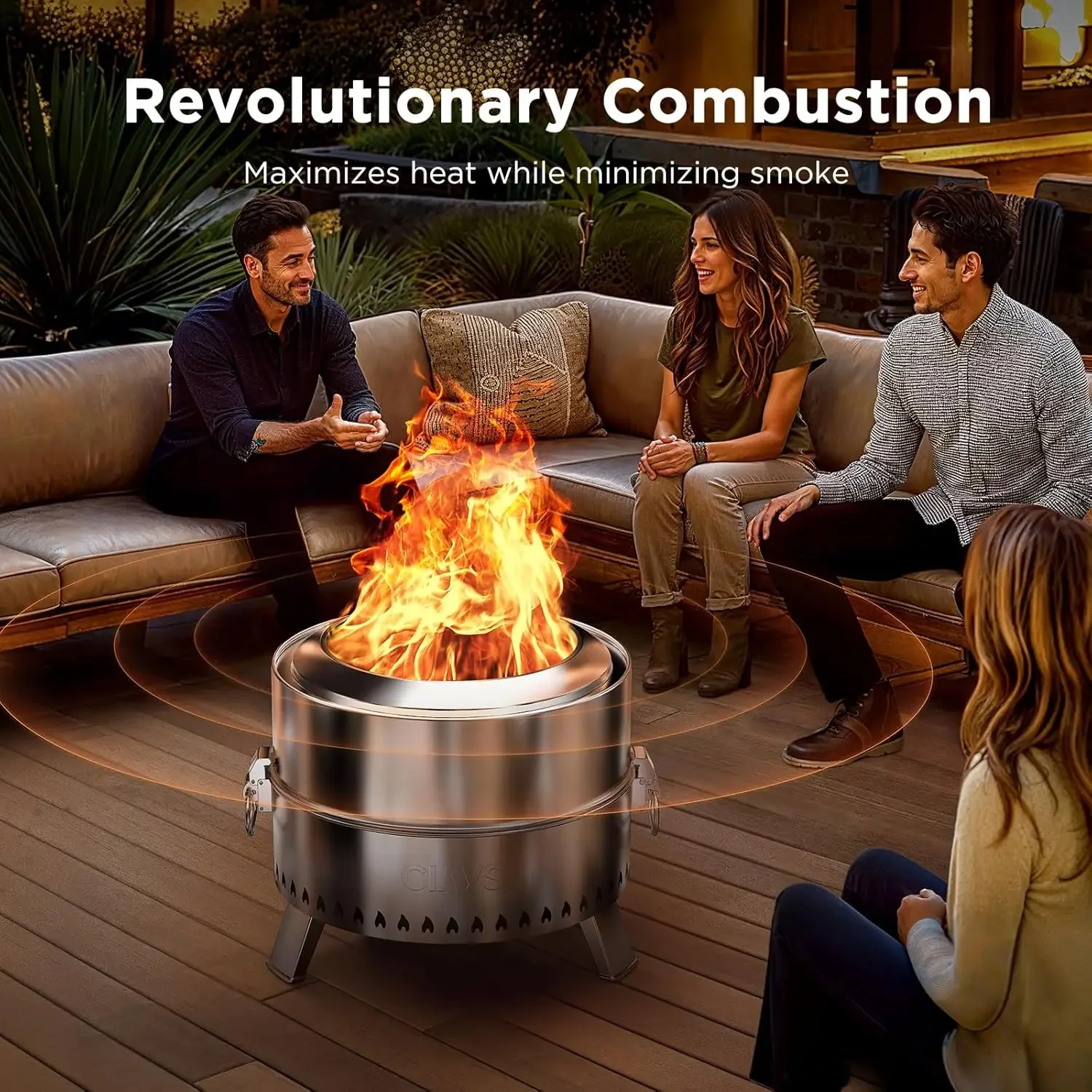 |21 Inch| Fire Pit for Outdoor Use - Patented Technology, Large Patio Fire Pit with Steel Grill Rack & Fire Poker