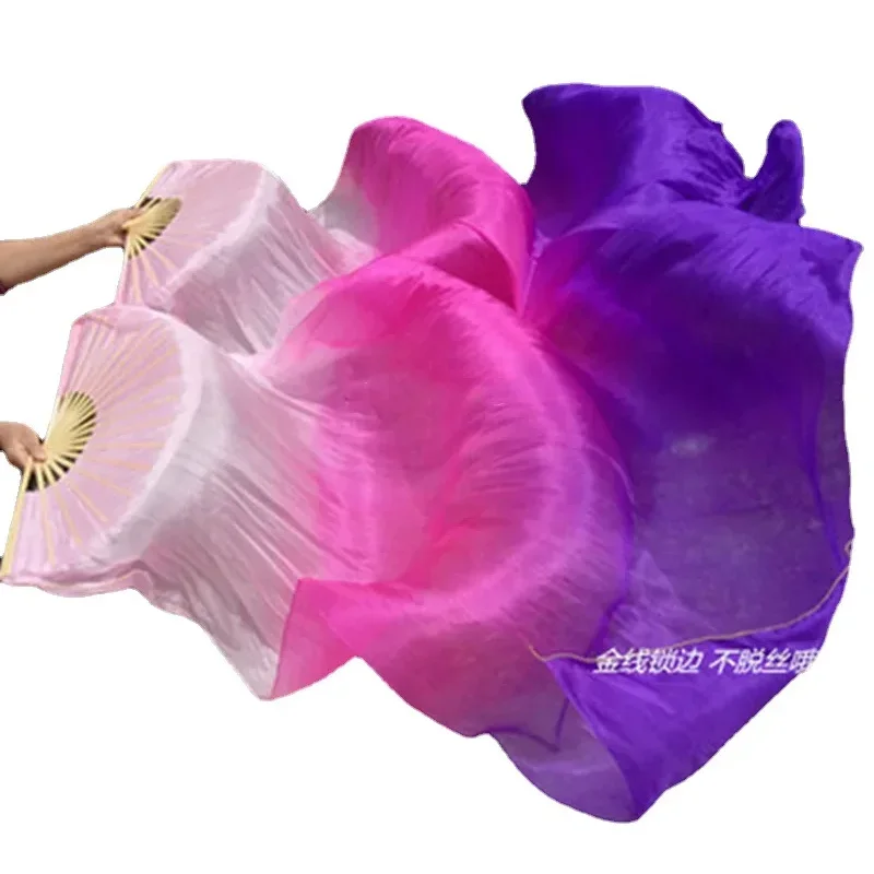 High Quality 100% Chinese Veils 1Pair Belly Bamboo Ribs Long Silk Fans 150/180Cm Handmade Dance P MN4