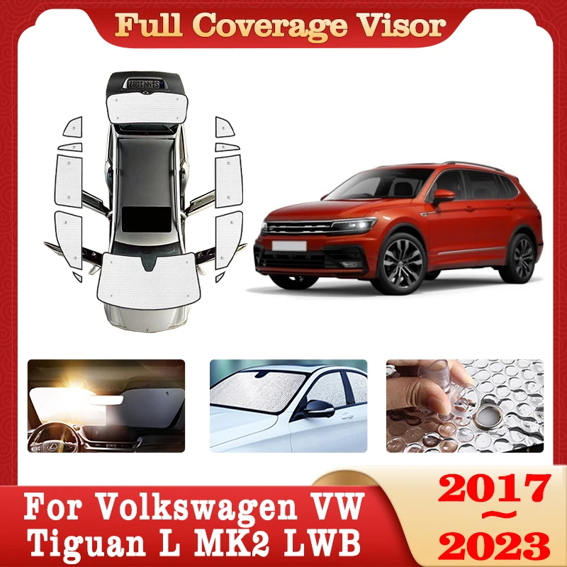 Car Full Coverage Sunshade For Volkswagen VW Tiguan L MK2 LWB 2017~2023 2018 2019 Sunscreen Window Sunshade Cover Car Accessorie
