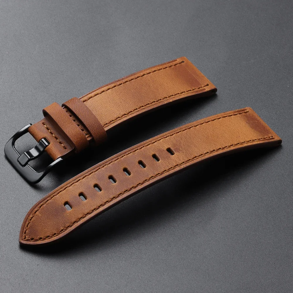 Calfskin Genuine Leather Watchbands Black Blue Watch Band 18mm 20mm 22mm 24mm Smartwatch Strap Dark Brown Watches Accessories image 3