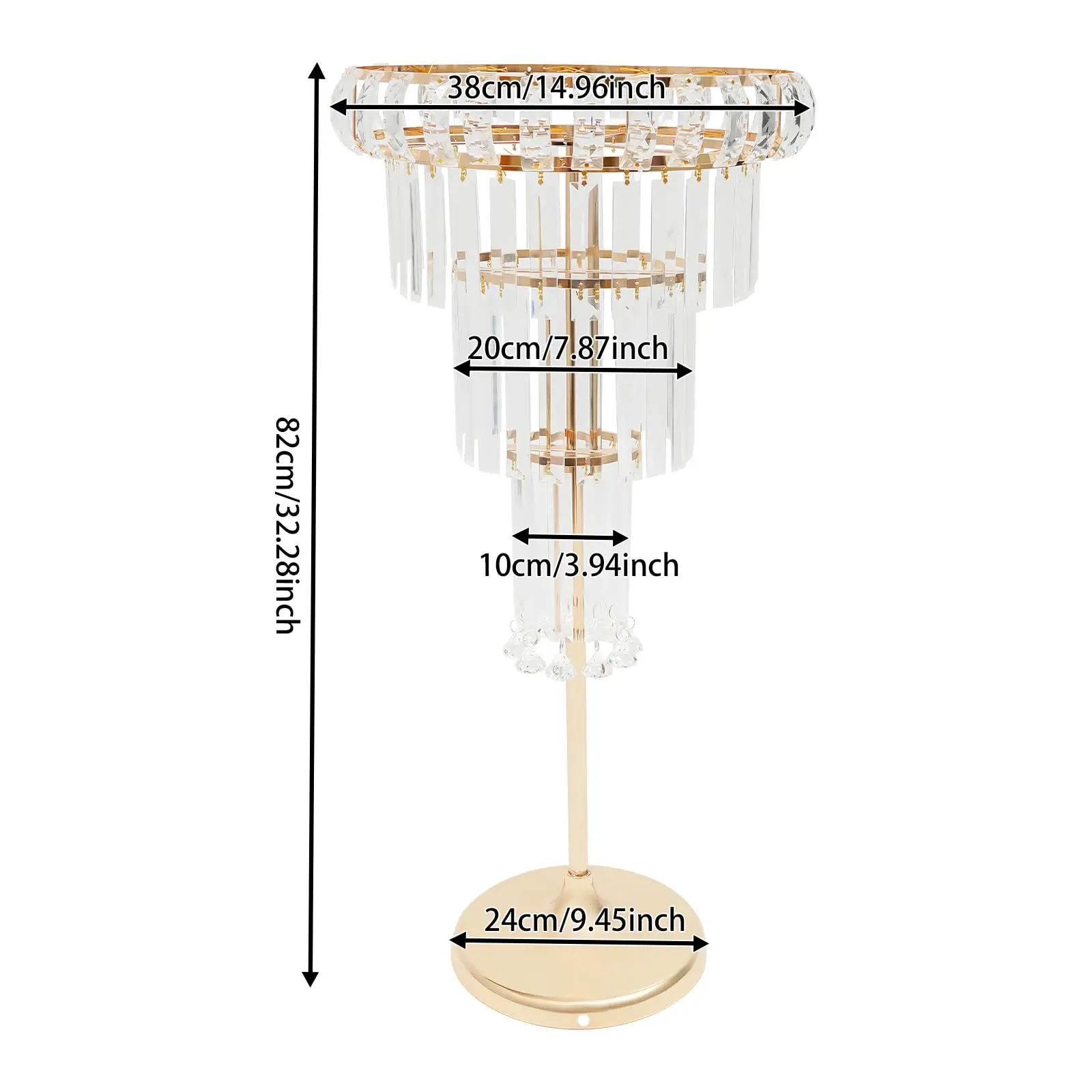Headery 2 pezzi centrotavola matrimonio a 4 livelli vasi di cristallo, supporto per fiori in acrilico da 32,3 pollici con cristalli pendenti, piedistallo lampadario rotondo