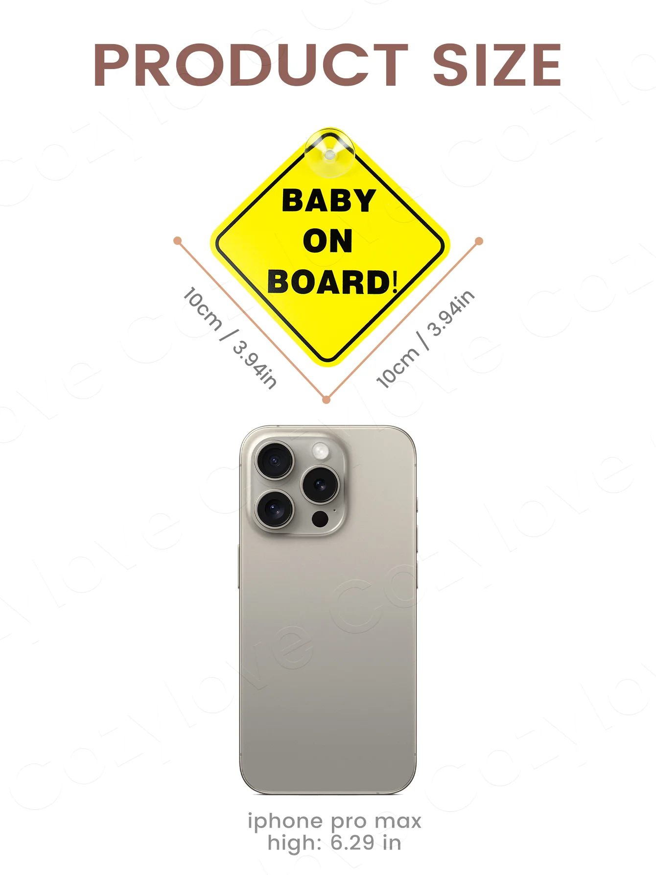 1pc Baby On Board Sign with Suction Cups Car Safety Warning Sticker Rear Window Alert Decal