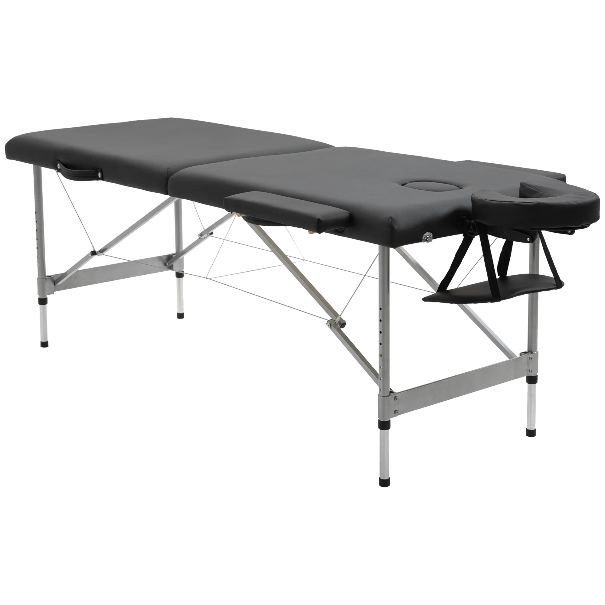 HOMCOM folding massage table portable height adjustable 7 position headrest and aluminum alloy frame for physiotherapy 130 kg load 186x71x62-83 cm black