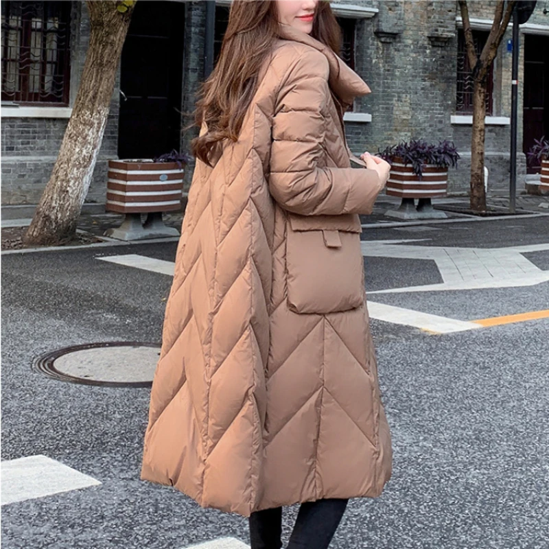 Winter Coat Female Puffer Jacket Women Stand-up Collar Windproof Thickened Outerwears Korean Trendy High Street Long Coats Down