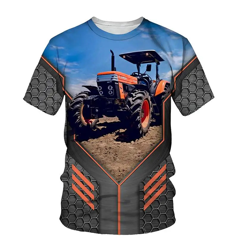 T-shirts 3D Print Truck tractors Summer Children\'s Round Neck TShirt Oversized Boys Girls Unisex Fashion Loose Kids  Clothing