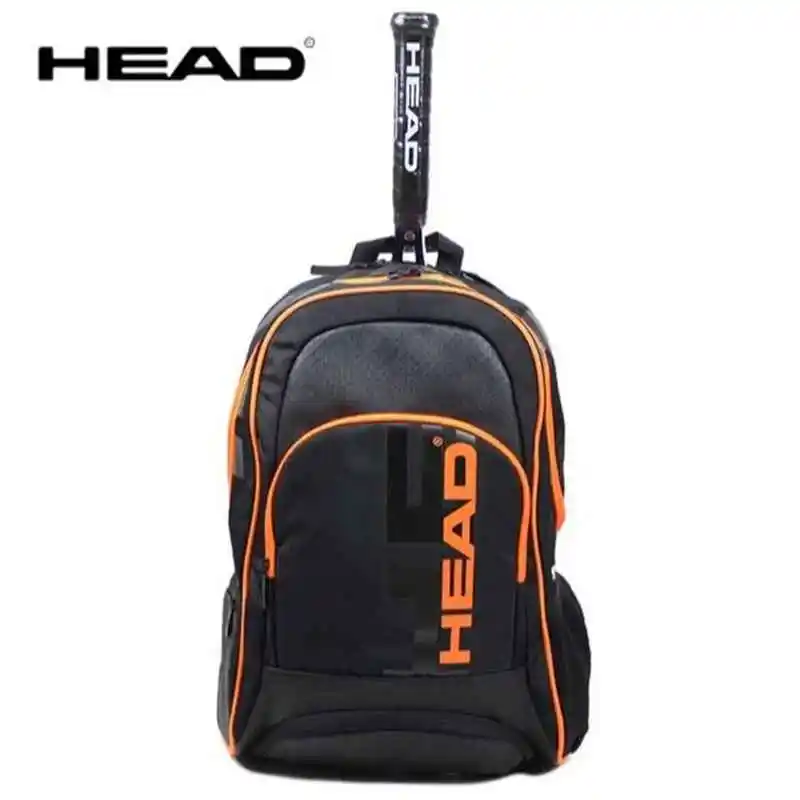 HEAD Tennis Bag Fashion Simple Tennis Bag Portable Tennis Bag Dirty Resistant Black Racket Bag Storage Capacity Backpack