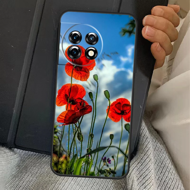 Poppy Flower Bloom For Oneplus 11 8 9 10 Pro 9RT 10R 10T Ace 2 Case For Oneplus Nord 2 2T N10 N20 CE 2 Lite