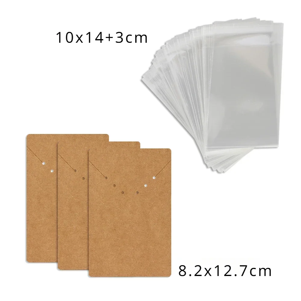 50Pcs 8.2x12.7cm Necklace Earrings Packages Display Paper Cards Plastic Bags Wholesale Handmade Jewelry DIY Accessories Supply