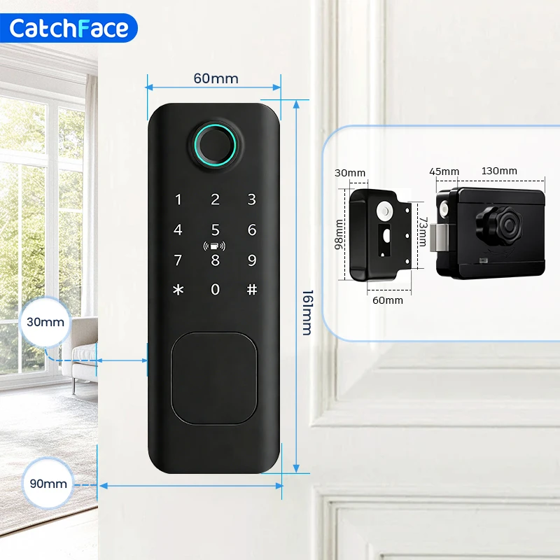 New Fingerprint Electric Rim Lock TTLock App Outdoor Lock Remote Control Power Saving Heat-Resistant Smart Door Lock Code Key