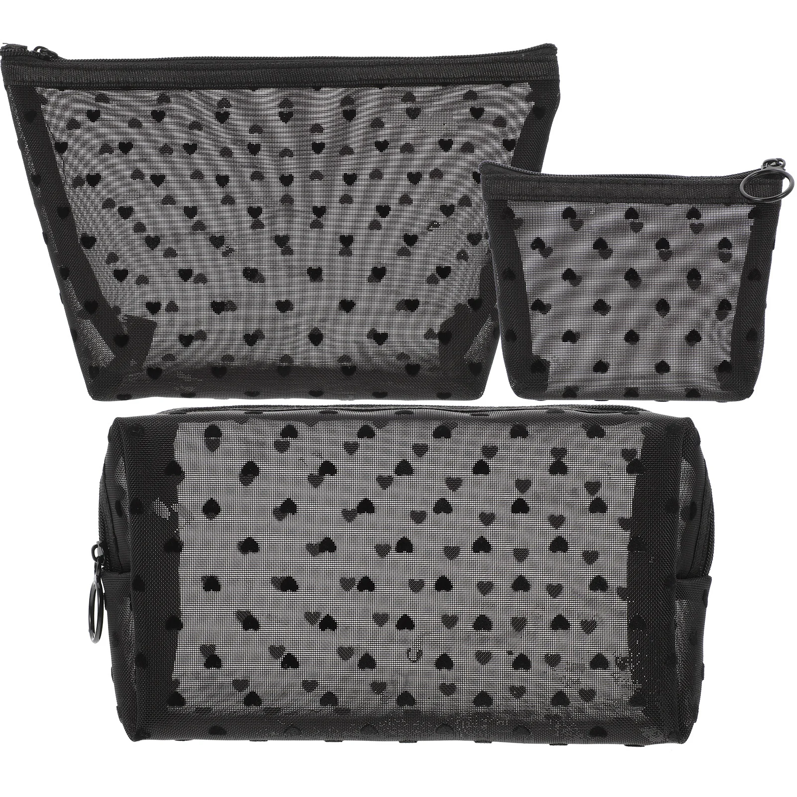 

3Pcs Durable Mesh Makeup Bag Portable Travel Cosmetics Organizer Toiletry Pouch Storage Make Up and Wash Bag Cosmetics Bags