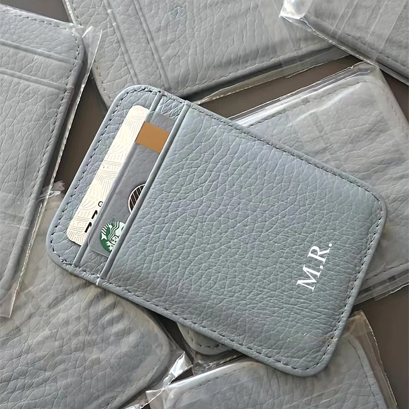 Luxury Slim Custom Name Card Holder For Man Business Simple Fashion Card Wallet Woman Genuine Leather Personalized Card Bag Gift