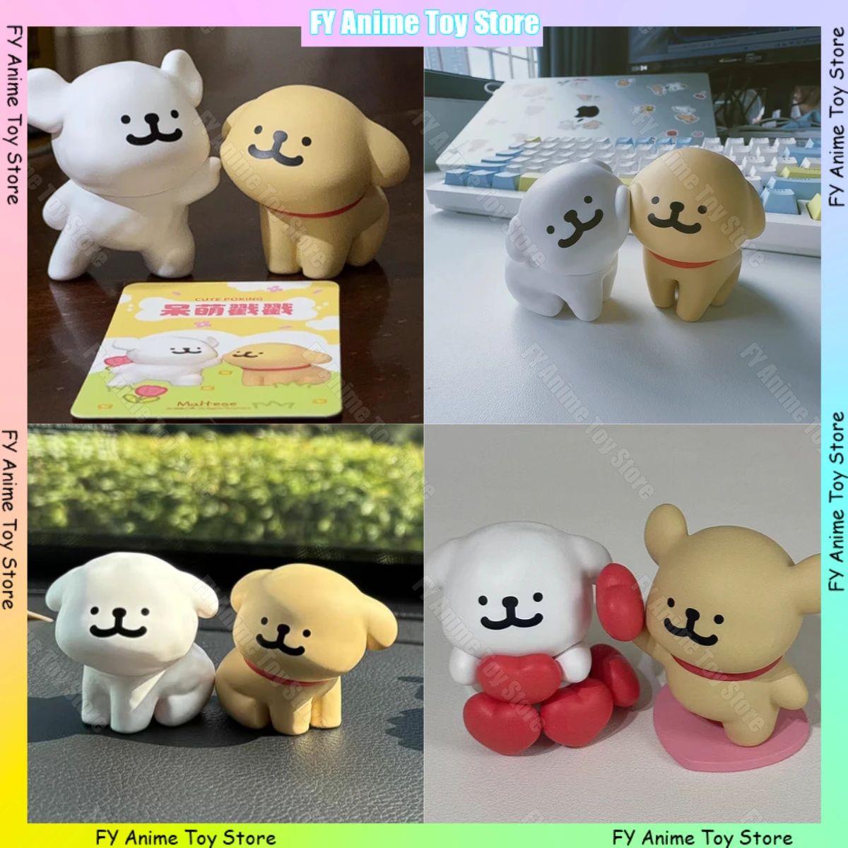 Maltese Happy Snuggling Series Blind Box Figure Cute Doll Golden Retriever Mystery Box Cartoon Model Desktop Ornaments Toys Gift