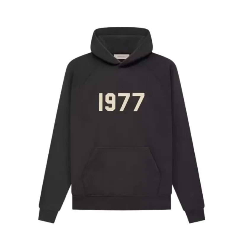 1977 Fleece Hooded Sweater American High Street Men\'s Sports Hoodie INS European and American Style