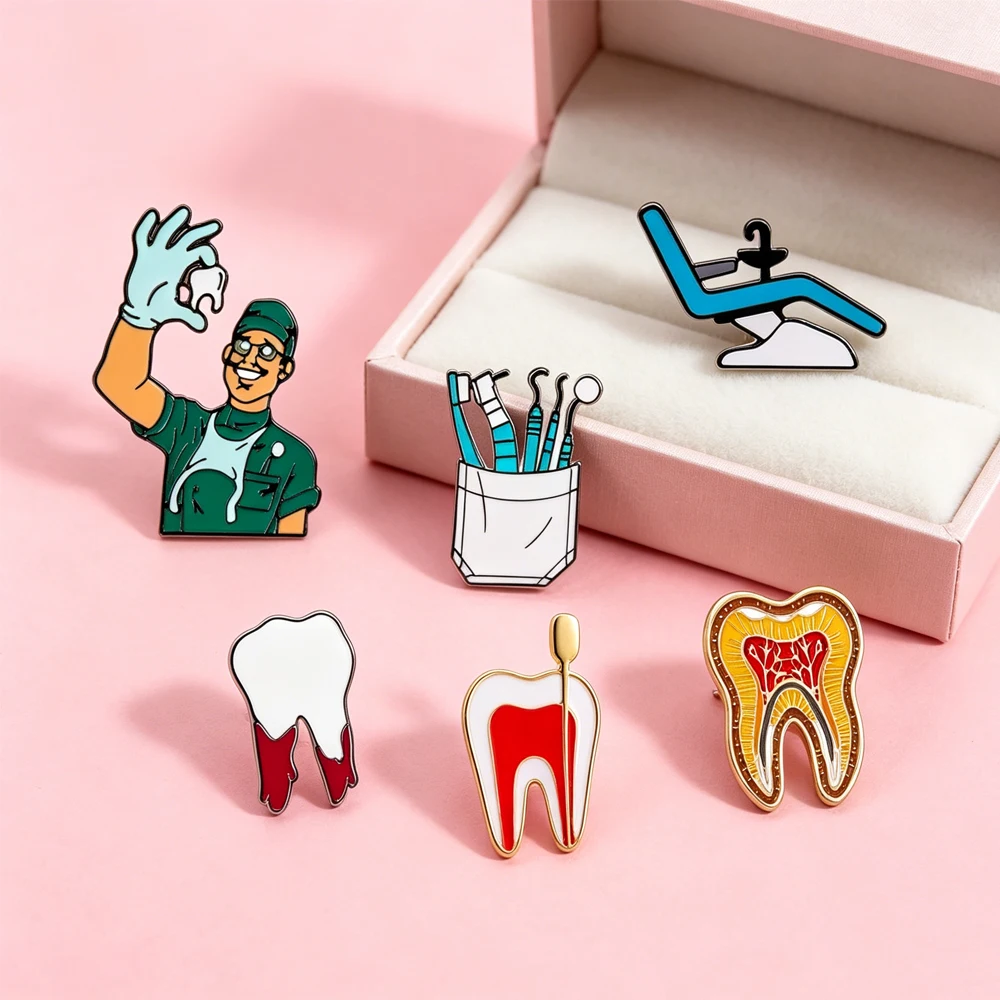 Medical Dental Enamel Brooch Dentist Tool Brooch Jewelry For Medical Ties And Clothing Unique Gift For Dental Hygienists