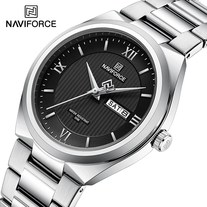 NAVIFORCE 8030 Simple Fashion Men\'s Watches Quartz Calendar Display Sports Waterproof Man Wristwatch Satainless Steel Male Clock