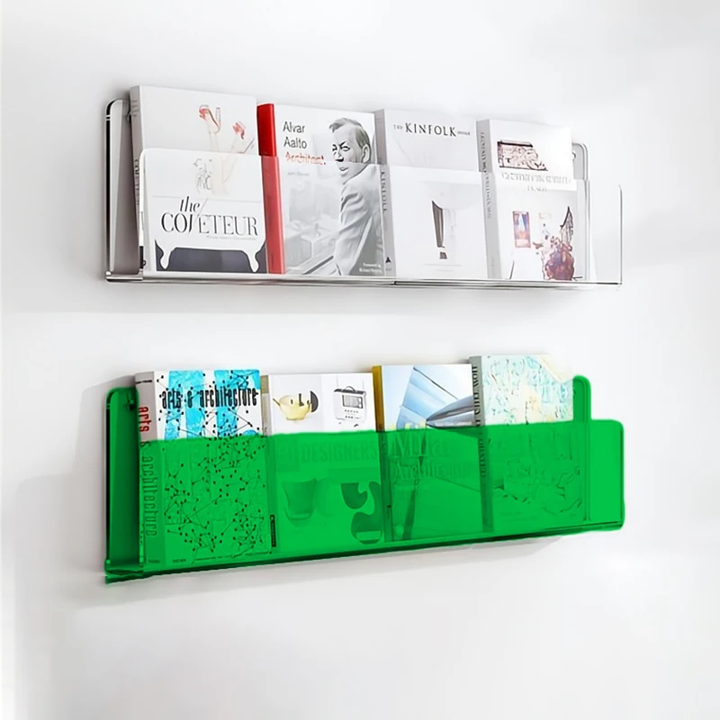 

Acrylic Magazine Holder,Wall Mount Hanging Bookshelf Literature Storage Rack,Brochure File Display Shelf for Room,Office,Home