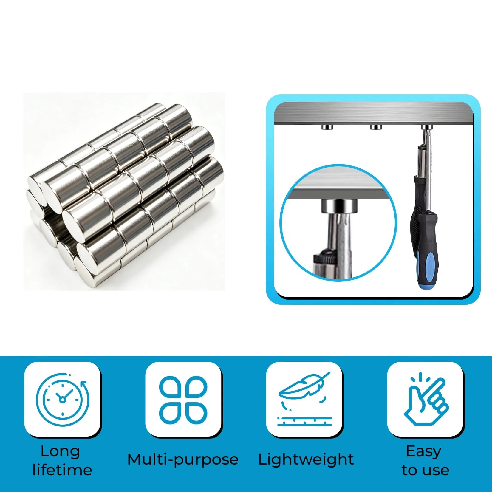 Neodymium Magnet 10x10mm N42 NdFeB Round Super Powerful Magnets Ultra Strong Permanent Magnetic Disc for Fridge, DIY, Building