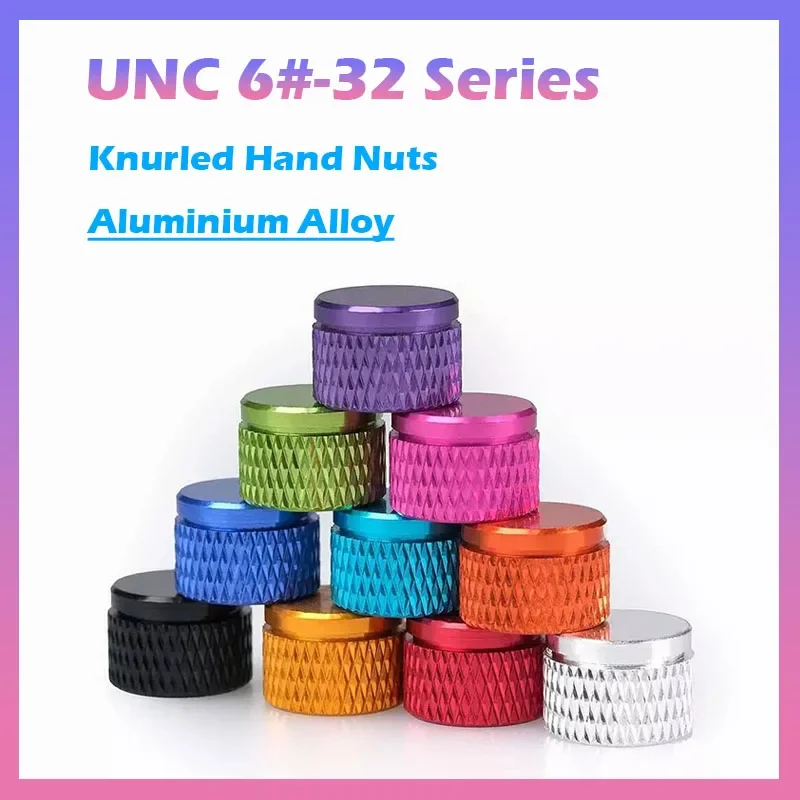 5Pcs UNC 6#-32 High Aluminum Alloy Anodised Knurled Thumb Nuts Hand Grip Knob Nut Blind Hole