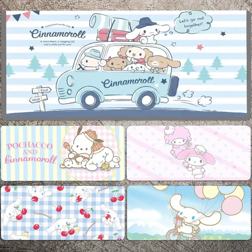 

Sanrio Mouse Pad Large Size Game Mouse Pad 1000x500mm Mousepad Non-Skid Lock Edge Keyboard Desk Mat Computer 900x400mm Pad