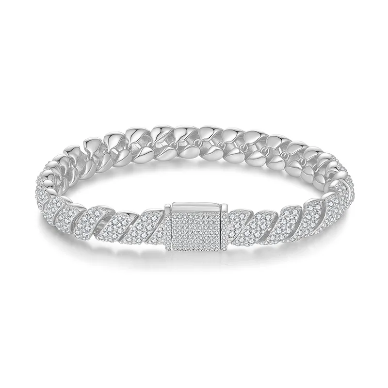 

Серебряный браслет D-цвета с муассанитом 925, популярный браслет из тканой витой линии в стиле хип-хоп, полный комплект, идеальный подарок на западный праздник