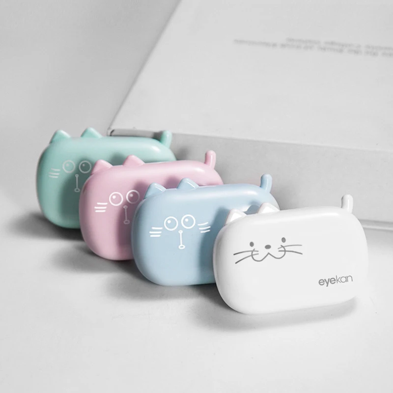 Mini Portable Cute Cat Contact Lens Case Women Ins Lovely Lenses Container Travel Set Gift For Girl